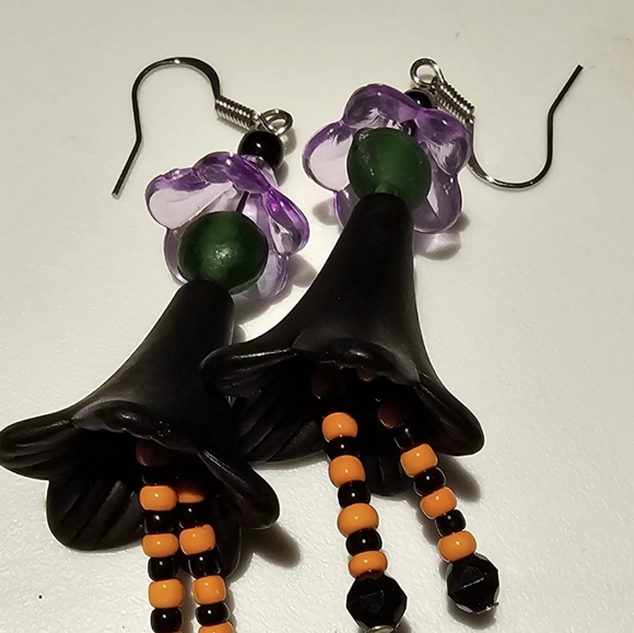 Earrings~Handmade~Witchy Dangle Earrings~1 of a Kind~NEW~Gift for Her - Picture 2 of 5